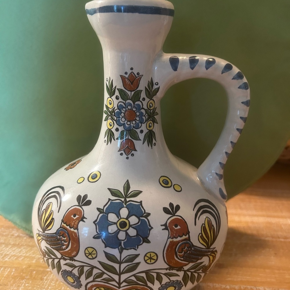 Vintage Handcrafted Ceramic Vase with Floral Design made in Western Germany